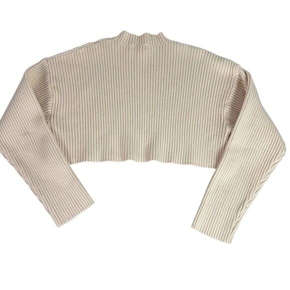 Mable Cropped Ribbed Sweater Size Large Mock Neck - Picture 3 of 9
